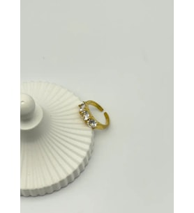 Çelik Gold 3 Taş Ayarlanabilir Yüzük - 25yzk98