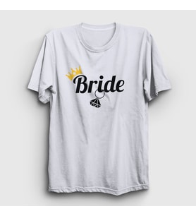 Presmono Unisex Beyaz The Bride Gelin Düğün Evlilik T-Shirt 534313tt (Beyaz)