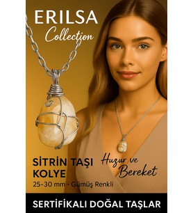 Sertifikalı Gümüş Tel Sargılı Doğal Sitirin Taşı Kolye – 25-30 mm Bolluk ve Pozitif Enerji Taşı (Çok Renkli)