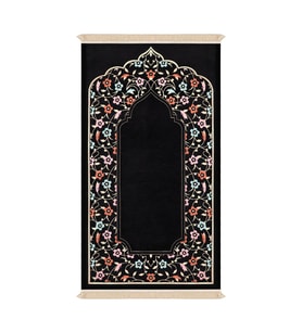 Bursa İpek Siyah Soft Desen Kabartmalı Özel Dokuma Seccade