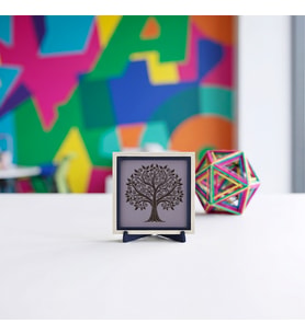 Hayat Ağacı Motifli Çağdaş Dekoratif Obje, Ev ve Ofis Dekoru İçin Modern Bir Seçim 10x10 cm