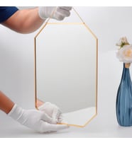35 cm x 25 cm  Ayna  Duvar Askılı  Sekizgen  Geometrik  Tüm Boylar  Pirinç & Gold, Bakır, Siyah, Gümüş (Gold)