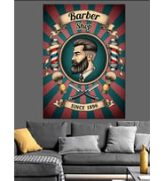 Berber Dükkanı Retro Poster Dekoratif Kanvas - Mdf Ahşap Tablo
