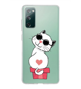 Samsung Galaxy S20 FE Kapak Cool Cat Tasarımlı Şeffaf Silikon Kılıf