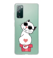 Samsung Galaxy S20 FE Kapak Cool Cat Tasarımlı Şeffaf Silikon Kılıf