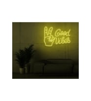Good Vibes Yazılı ve Şekilli Neon Tabela