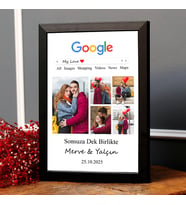 Sevgiliye Hediye Google Arama Motoru Tasarımlı My Love Yazılı Kişiye Özel Fotoğraf Çerçevesi Romantik Yıldönümü, Sevgililer Günü Hediyesi (Siyah)