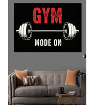 Gym Mode On Motivasyon Yazısı Dekoratif Kanvas - Mdf Ahşap Tablo