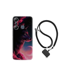 Infınıx Hot 20i Kılıf Ipli Boyun Askılı Desenli Silikon Wolf And Moon 1380