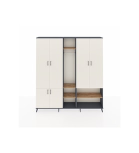 Arges Dolap 15 Raflı 5 Kapaklı Tek Askılı 220x30x243 Antrasit-Aytaşı/Çam