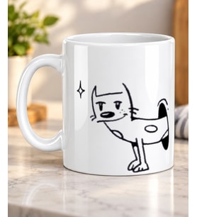 Sevimli Kedi Köpek Çizgi Desenli Evcil Hayvan Severlere Hediye Porselen Kupa Bardak