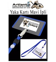 Mavi İpli Yaka Kartı 25 Adet Ayarlanabilir Boyuna Asma Kimlik Koruyuculu PVC Mavi Yaka Kartlığı Seyehat Ofis Okul Büro