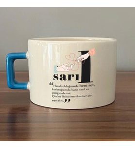 Sarıl Baskılı Mavi Kulplu C Fincan