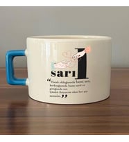 Sarıl Baskılı Mavi Kulplu C Fincan