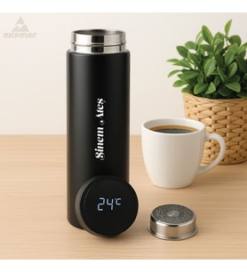 Kişiye Özel  Kendin Tasarla Siyah 500 ML Dereceli Termos