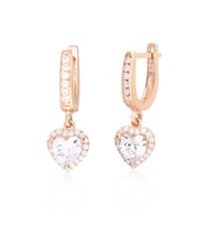 925 Ayar Gümüş Swarovski Rose Gold Kalp Küpe