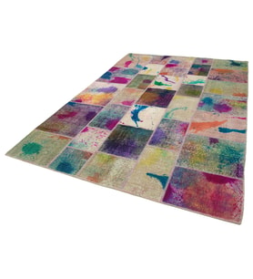 Çok Renkli Patchwork Soyut El Dokuma Salon Halısı Modern Dekoratif Yünlü Bebek Çocuk Model