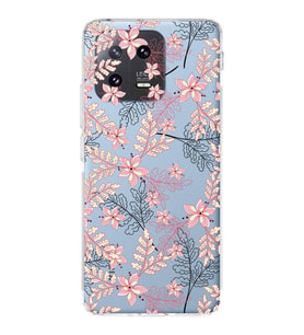 PrintiFy Xiaomi Mi 13 Uyumlu Kamera Korumalı Floral Kırmızı Tasarımlı Şeffaf Silikon Kılıf