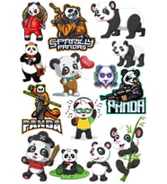 Panda Sticker Set-6 14 Parça Telefon, Tablet, Defter, Laptop Sticker
