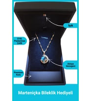 Işıklı Premium Kutuda - Gökyüzü - Gezegen Kolye - Paslanmaz - 316l Çelik (Altın)
