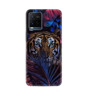 Vivo V21 Kılıf Resimli Desenli Baskılı Silikon Kılıf Flowers Tiger 1319