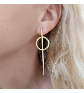 Vaoov 925 Ayar Gümüş Geometrik Küpe (Gold)