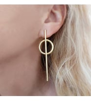 Vaoov 925 Ayar Gümüş Geometrik Küpe (Gold)