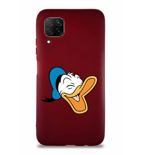 Huawei P40 Lite Soft Premier Kapak Donald Duck-E Tasarımlı Silikon Kılıf - Mürdüm (Şeffaf)