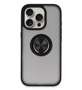 iPhone 16 Pro Max Kılıf Montreal Yüzüklü Silikon Kapak - Siyah