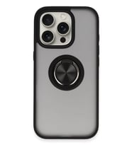 iPhone 16 Pro Max Kılıf Montreal Yüzüklü Silikon Kapak - Siyah