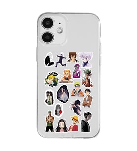 Iphone 12 Uyumlu Anime Sticker Tasarımlı Şeffaf Telefon Kılıfı