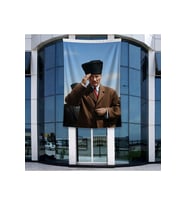 Selam Veren Atatürk Portresi Poster Bayrak Raşel Kumal 4x6 metre ATA85