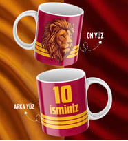 Kişiye Özel İsim Ve Numara Baskılı Sarı Kırmızı Tasarımlı Kupa Bardak - Hediyelik