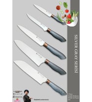 Silver Gray Serisi Mutfak Bıçak Seti Et Ekmek Sebze Şef Bıçağı 5 Li Set ( Mft-568)