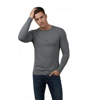 DeepSEA Antrasit Dar Kalıp Likralı %90 Pamuk Erkek Sweatshirt – Vücuda Oturan İnce Penye Sweat 2300423