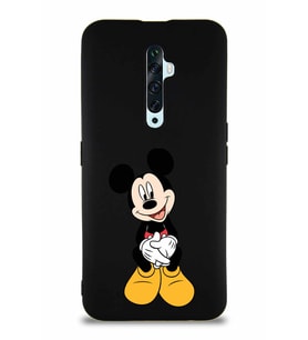 Oppo Reno 2Z Soft Premier Kapak Mickey Mouse-A Tasarımlı Silikon Kılıf - Siyah (Şeffaf)