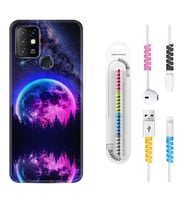 INFINIX Hot 8 9 10 11S Hot 10 Play 10T Kılıf Kablo Koruma Spiral Silikon Star Planet 1652