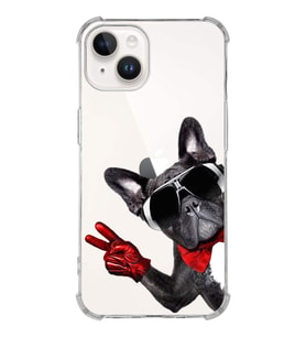 PrintiFy Apple iPhone 14 Uyumlu Köpek 2 Baskılı Şeffaf Köşe Korumalı Antişok Kılıf