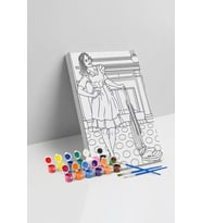Ev Hanımı Desenli Mandala Tuval Boyama Seti 40x50 cm