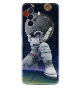 Huawei Nova Y70 Y90 Nova 9 SE  Kılıf Desemli Silikon Astronot ve Dünya 1759