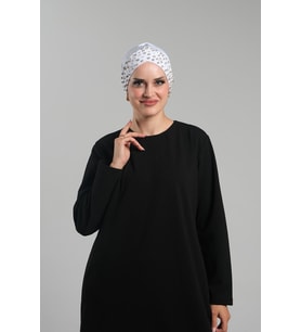 Beyaz Pratik Hazır Geçmeli Tesettür Bone Sandy Kumaş Taşlı 1456_42