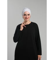Beyaz Pratik Hazır Geçmeli Tesettür Bone Sandy Kumaş Taşlı 1456_42