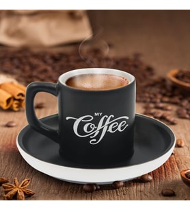 BK Gift Kişiye Özel Coffe Tasarımlı Siyah Renk Türk Kahvesi Fincanı-4, Arkadaşa Hediye, Sevgiliye Hediye, Yıl Dönümü Hediyesi