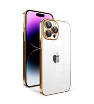 iPhone 14 Pro Max Kılıf Garaj Kenarları Renkli Kamera Korumalı (Gold)