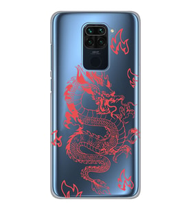 Xiaomi Redmi NOTE 9 Uyumlu Ejderha Tasarımlı Şeffaf Telefon Kılıfı
