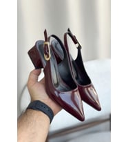 Kadın Mely Tokalı Kısa Topuklu Ayakkabı - Bordo-Rugan (Bordo Rugan)