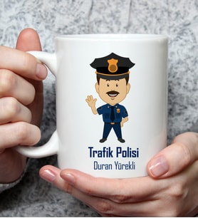 Kişiye Özel Trafik Polisi Tasarımlı Kupa Bardak