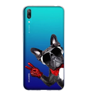 PrintiFy Huawei Y7 Pro 2019 ile Uyumlu 1mm Slim Fit Köpek 2 050e Baskılı Şeffaf  Kılıf