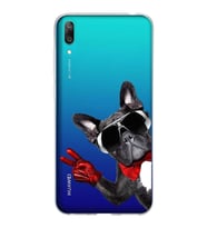 PrintiFy Huawei Y7 Pro 2019 ile Uyumlu 1mm Slim Fit Köpek 2 050e Baskılı Şeffaf  Kılıf