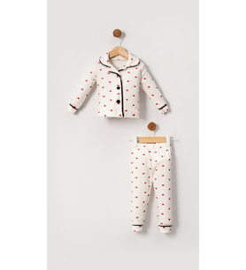 Kalpli Kız Bebek Alt Üst 2'li Pijama Takım- Siyah Beyaz